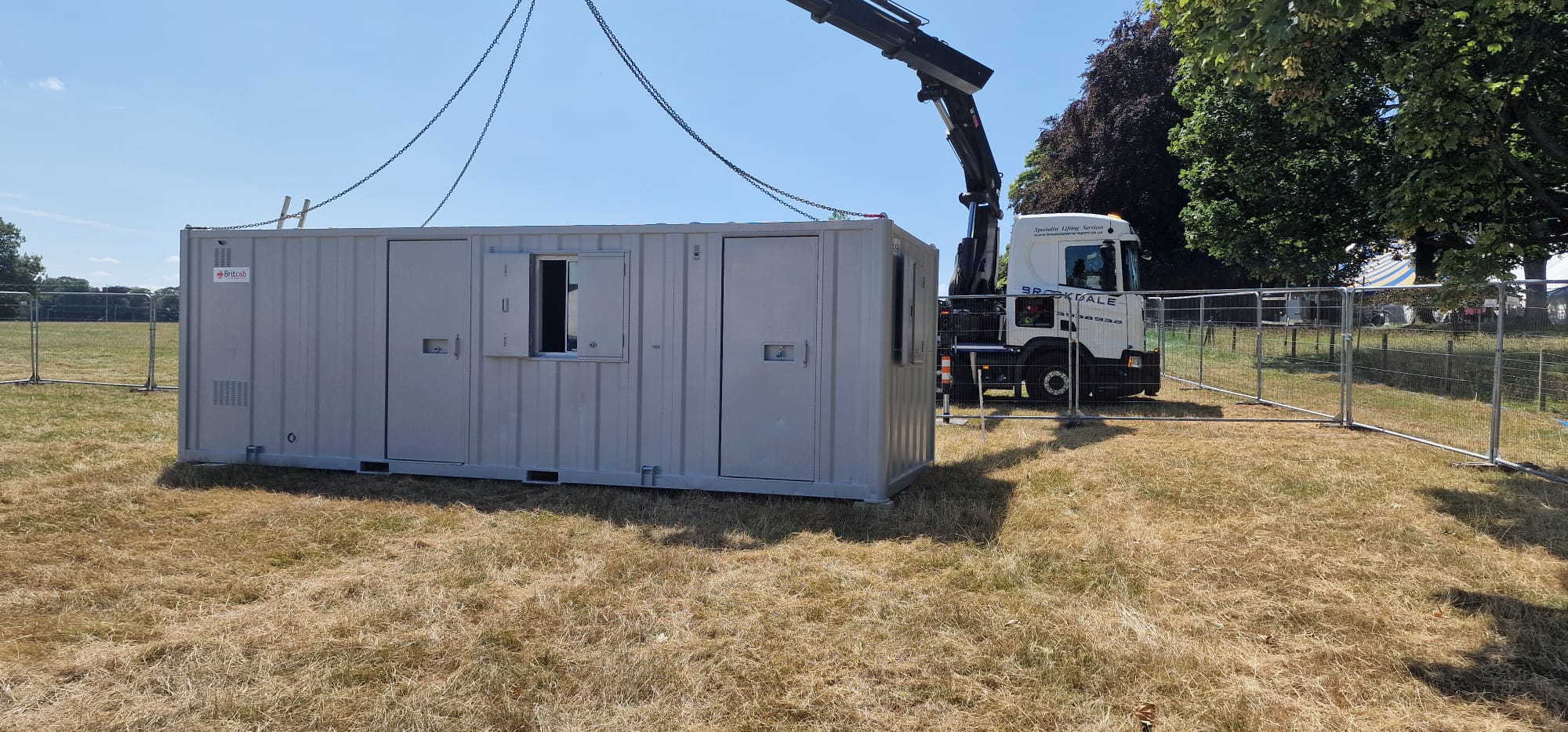 HTG WiFi cabin being craned into position at Deershed Festival 2026