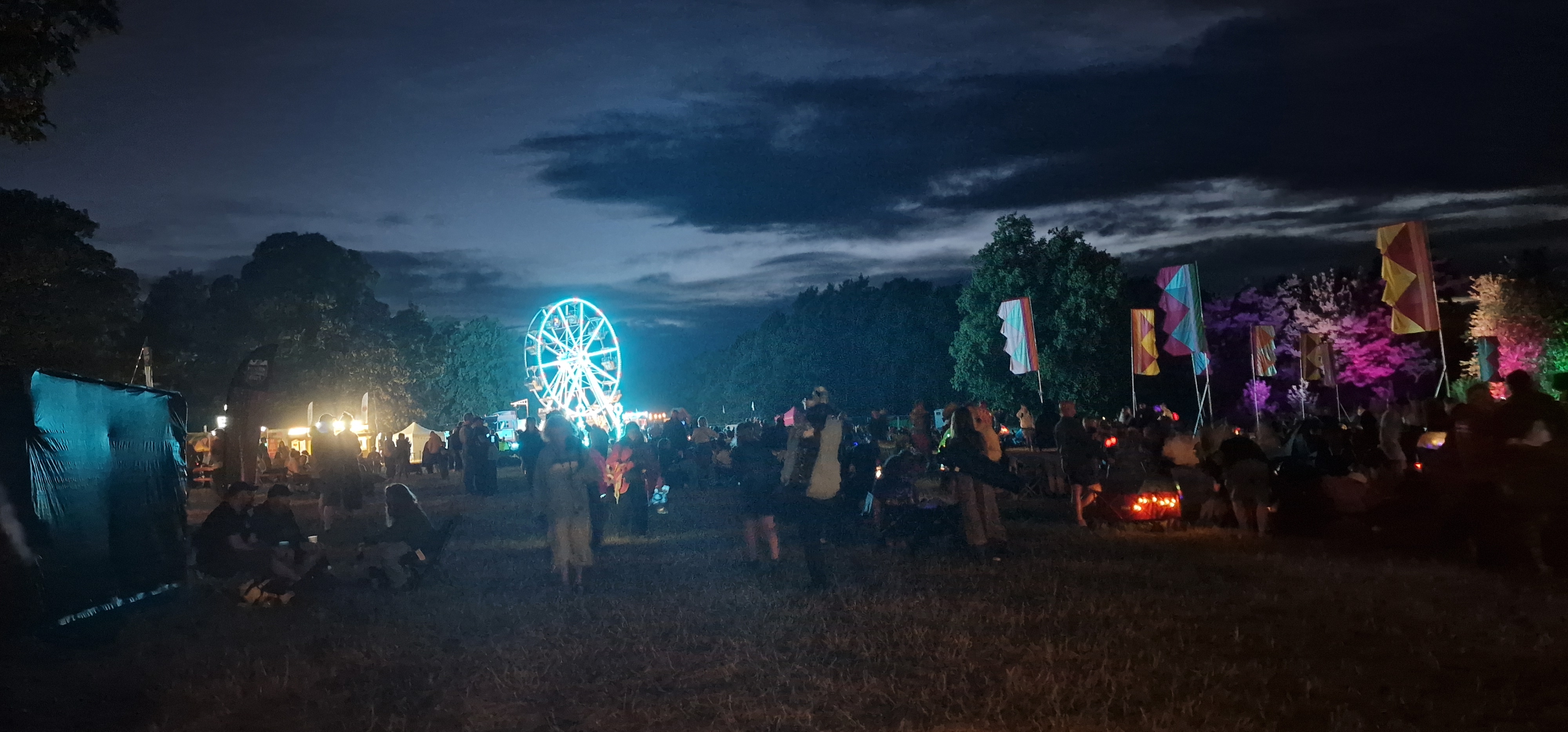 Deershed Festival 2026 ferris wheel lit blue against the night sky